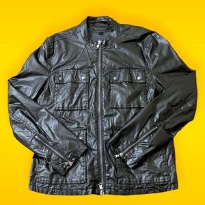 John Varvatos Designer Waxed Linen Leather Jacket